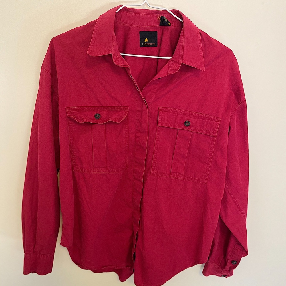Unique red button down.